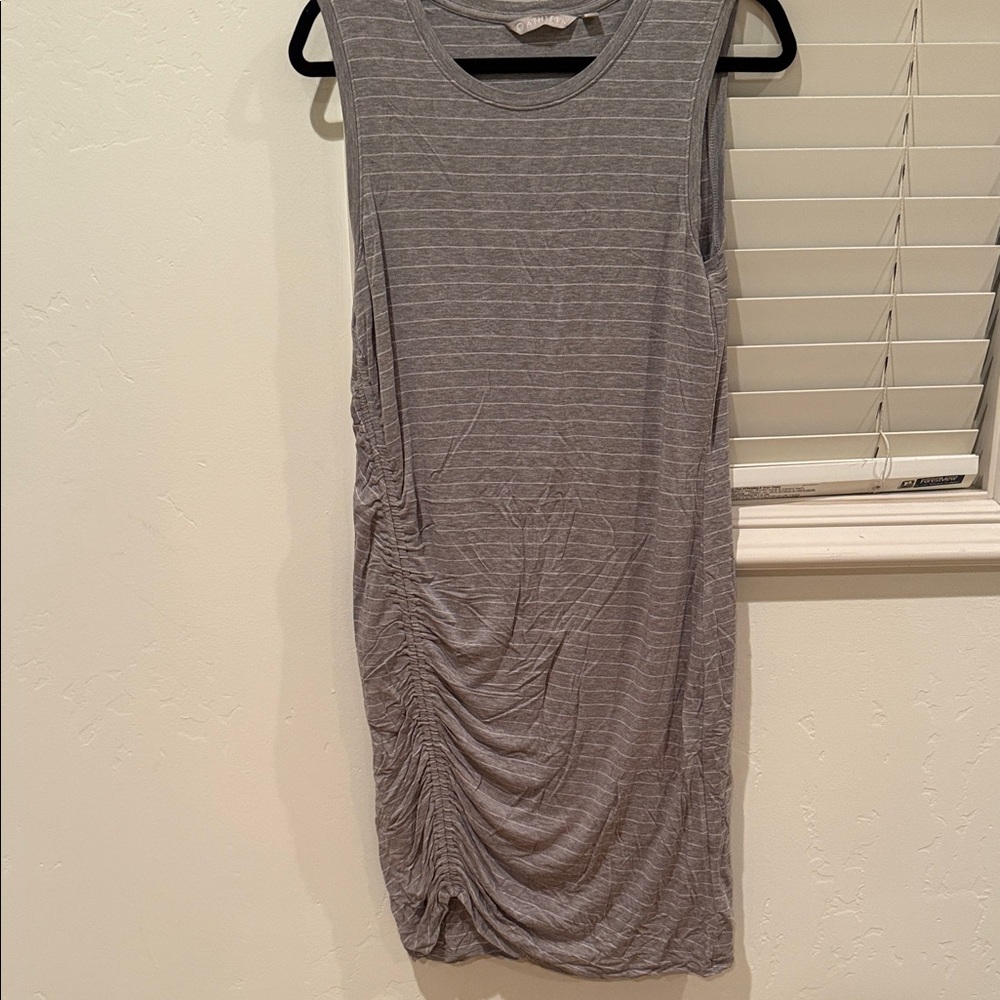 Athleta Gray Striped Midi Dress